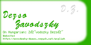 dezso zavodszky business card
